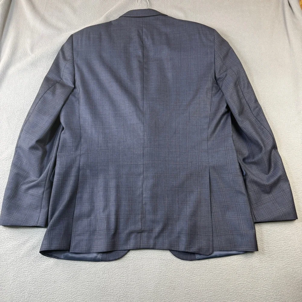 Peter Millar Mens 46T Wool Blazer Navy Blue Plaid 2 Button Sport Coat Canada